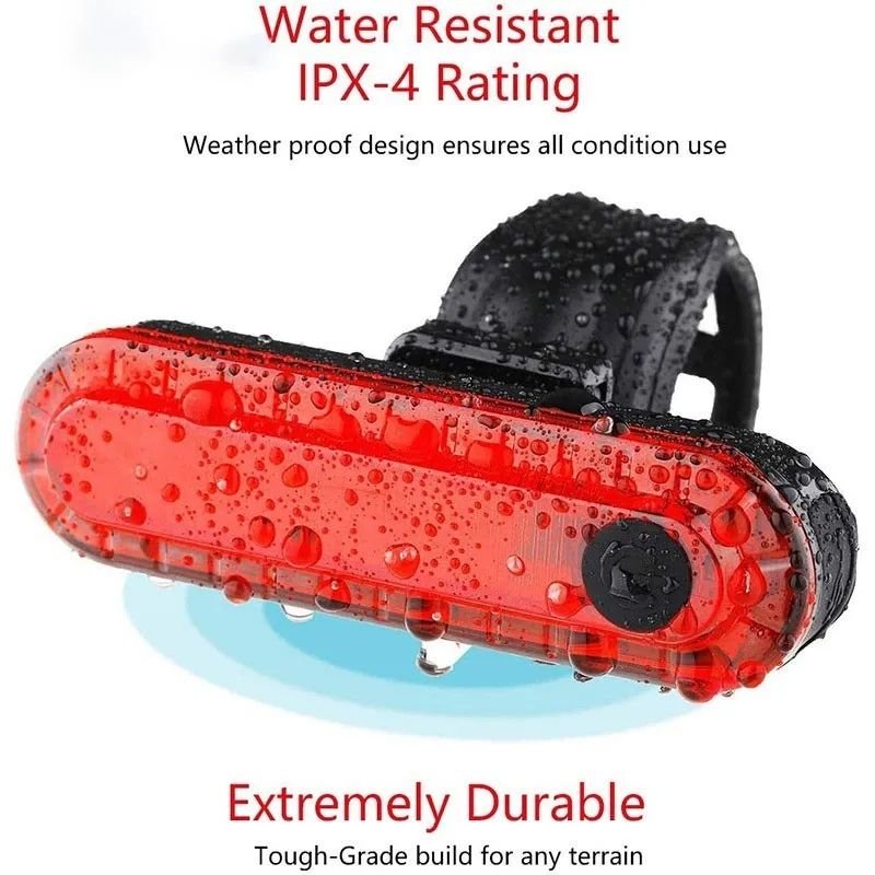 USB Rechargeable Ultra-Bright Red Rear Bike Tail Light Easy-to-Install Bicycle/Helmet Taillights for Cycling