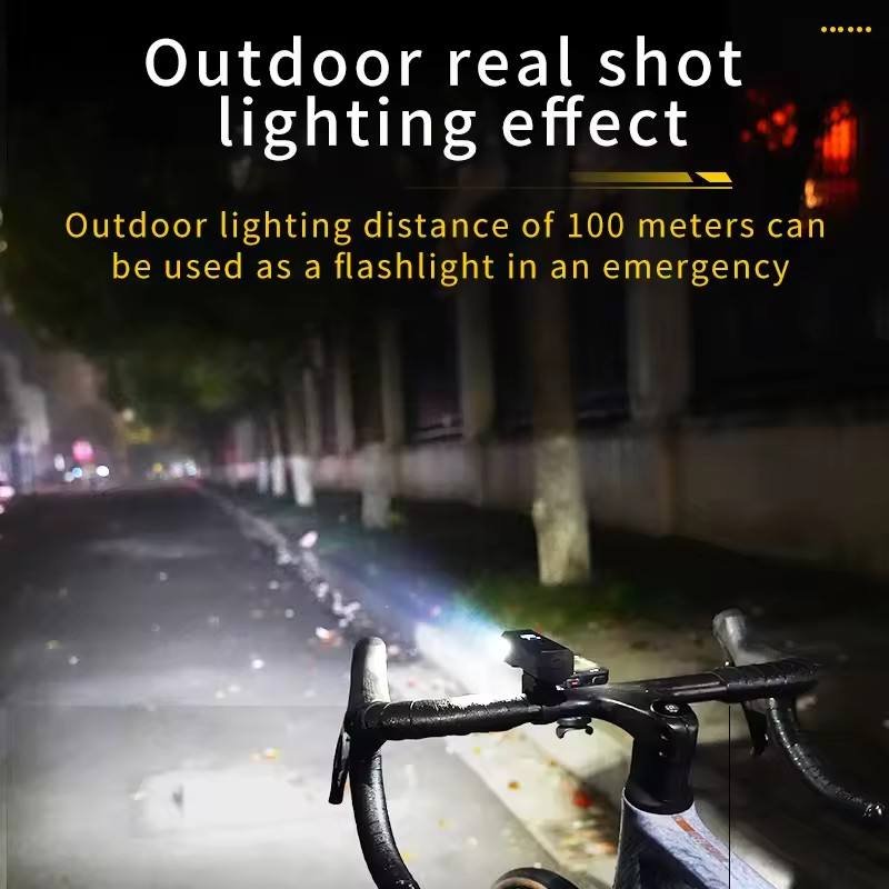 Digital Display Front Bicycle Light ABS Material Night Cycling Highlight Lamp TYPE-C Charging Convenient Handlebar Battery