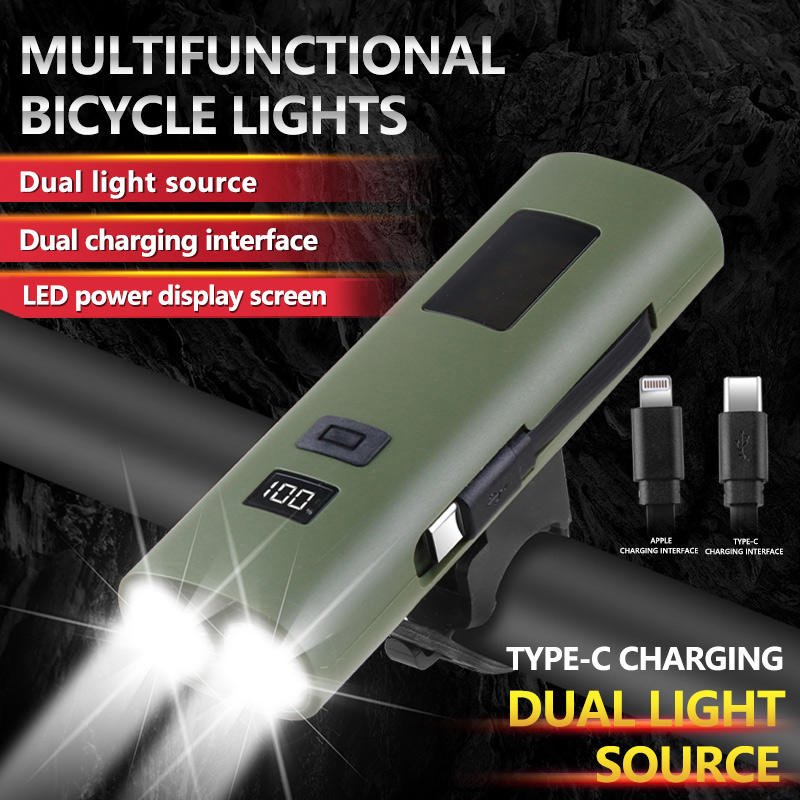 Bike Light USB Rechargeable LED Power Display Bicycle Lamp 6 Modes Flashlight Bicycle Headlight for Cycling Bicycle Light