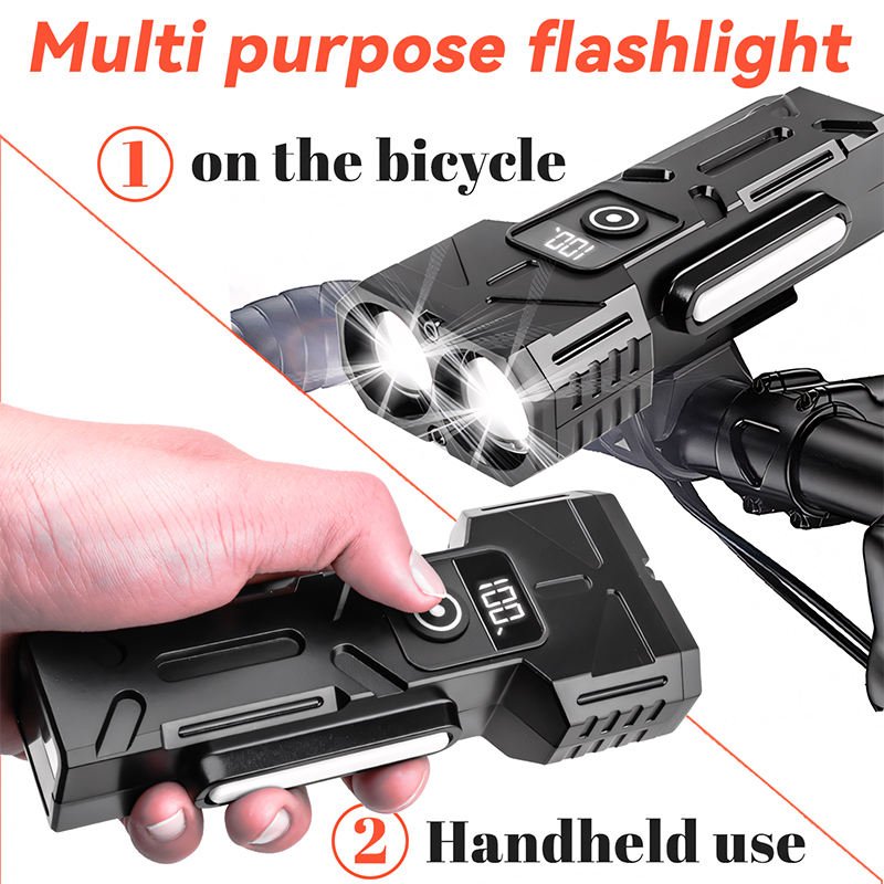 3000mah Type-C Rechargeable Bicycle Light 1300lm Front Light for Night Riding Multi-functional RGB Bike Light