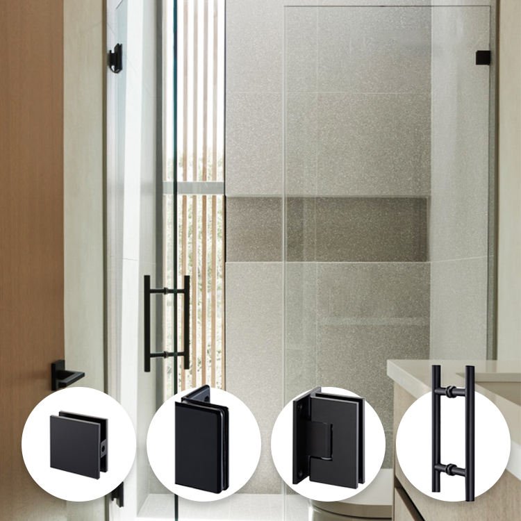 Customized Matte Black Glass Door Pull Push Handle Long Stainless Steel Front Door Handle for Bathroom Use