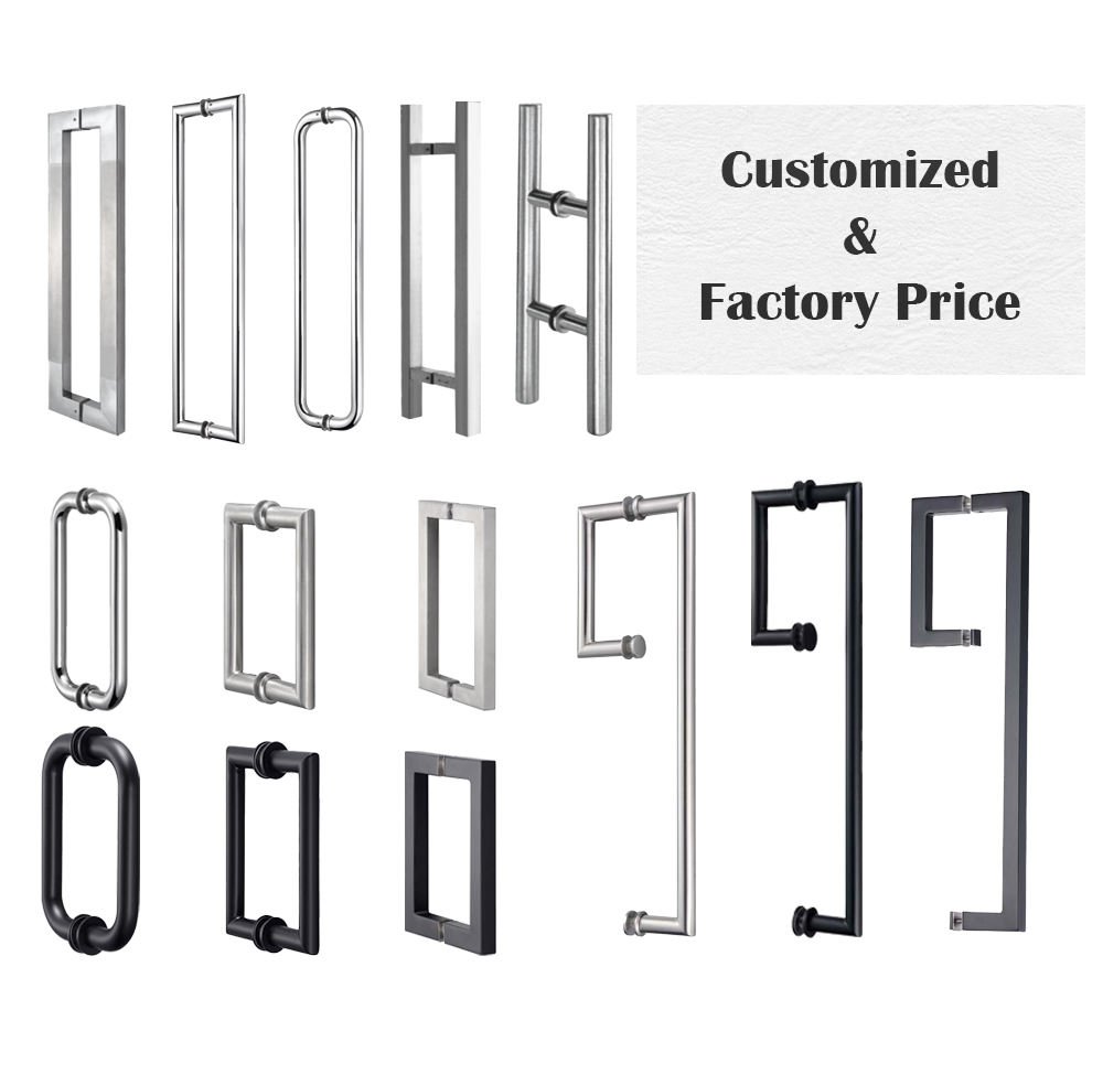 Stainless Steel Combination Shower Door Handle Push Pull Glass Door Handle with Bathroom Towel Bar Grab Bars Product