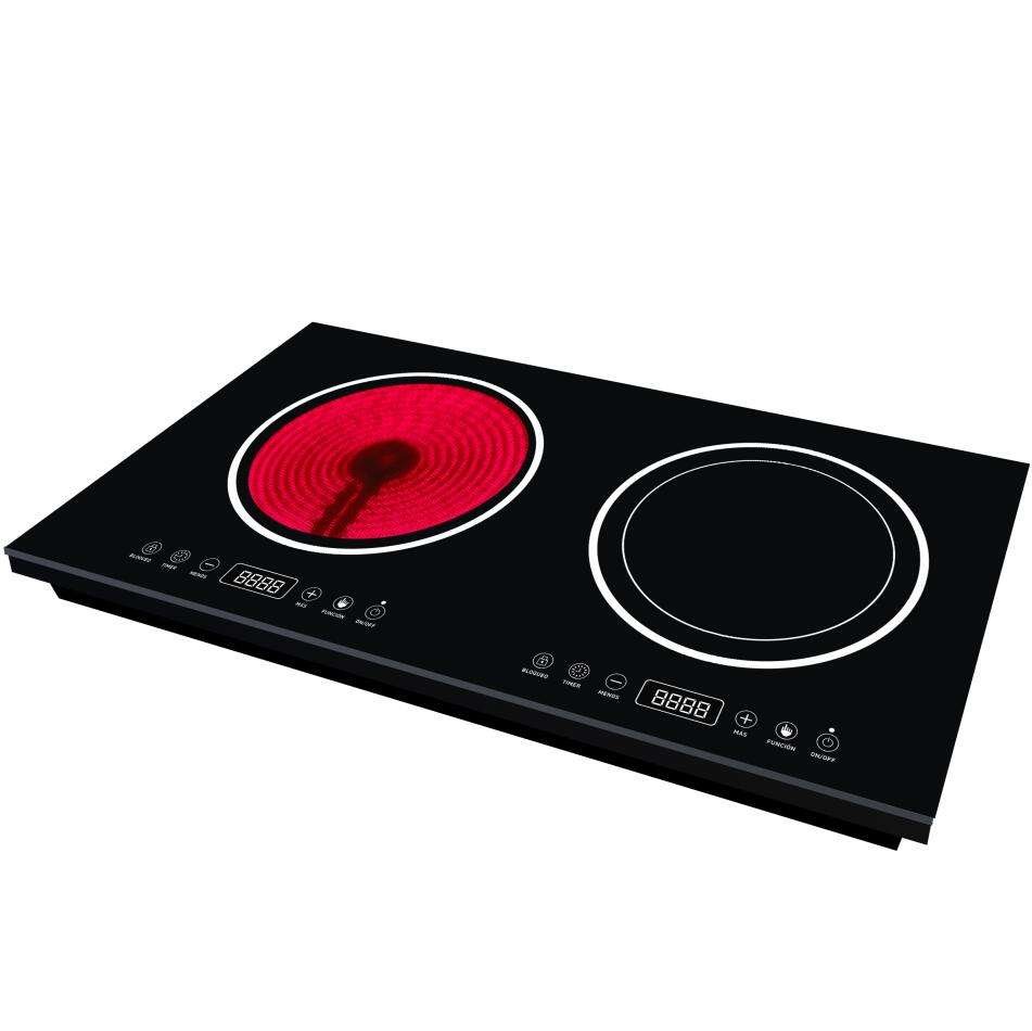 Double Induction Infrared Cooker Mixed Induction Infrared Hob Two Hobs Combined Hybrid Cooker with Good Tech and Materials