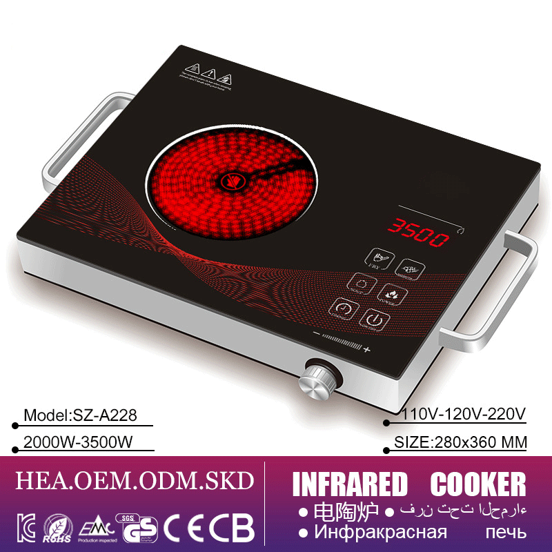 Household 2200W Electric Stove Infrared Hot Plates Multifunction Digital Burner Induction Cooker Hob Glass Ceramic Cooktop