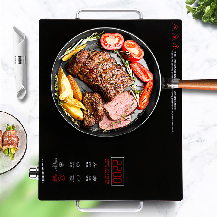 Household 2200W Electric Stove Infrared Hot Plates Multifunction Digital Burner Induction Cooker Hob Glass Ceramic Cooktop
