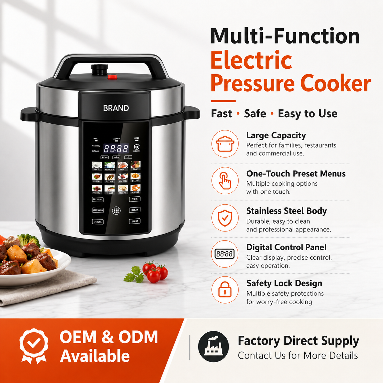 High Quality Energy Saving Multi Cook Automatic Non Stick Intelligent Multi Function Electric Pressure Cooker for Family Cooking