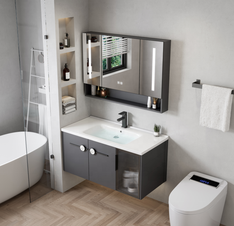 Wholesale Aluminum Bathroom Cabinet Complete Cheap Bathroom Vanity Project Sanitary Furniture