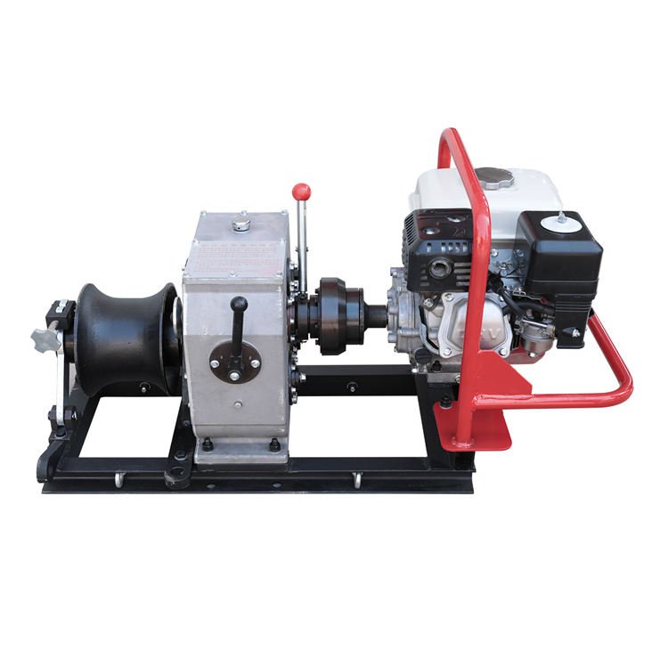 30kN Single Drum Capstan Cable Pulling Winch Gasoline Engine Cable Puller Winch