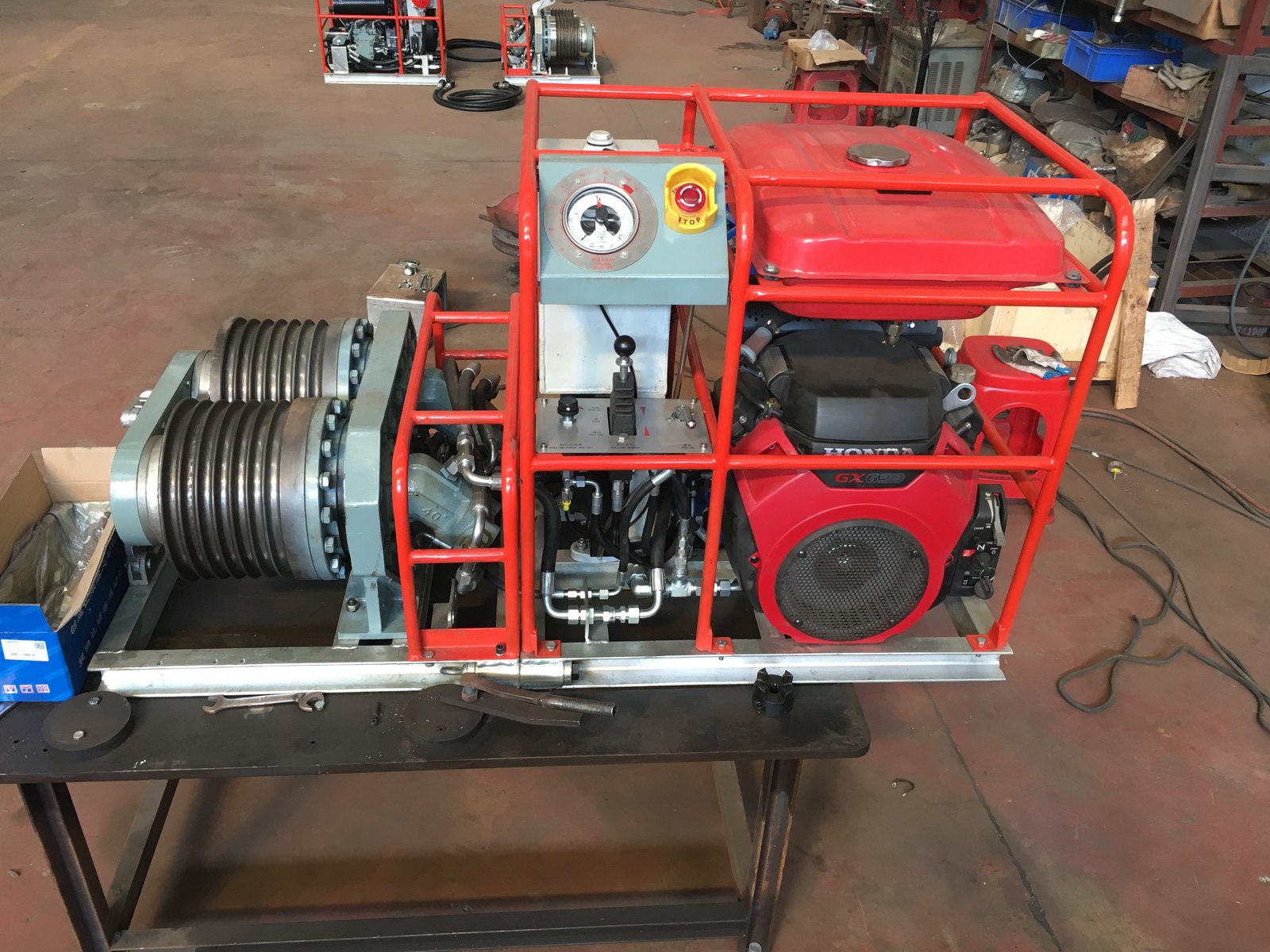 5Ton Gasoline Engine Cable Pulling Machine Double Capstan Hydraulic Pulling Winch
