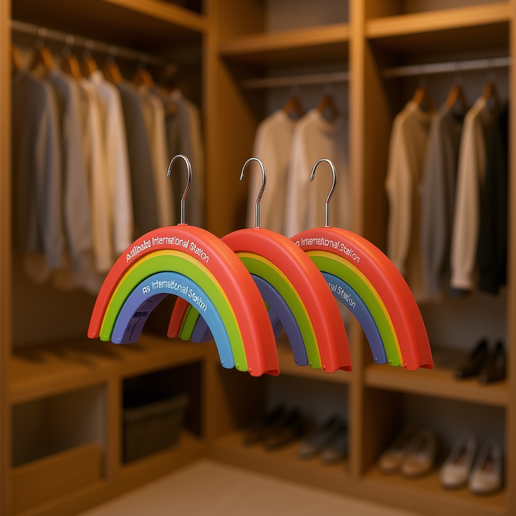 Myrva Rainbow Hangers Set Of 3 Plastic Chrome Hook Clothes Wardrobe Storage Hanger Creative Space Saving Design