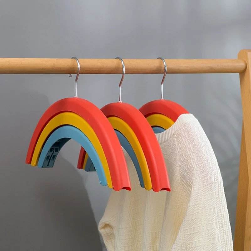 Myrva Rainbow Hangers Set Of 3 Plastic Chrome Hook Clothes Wardrobe Storage Hanger Creative Space Saving Design