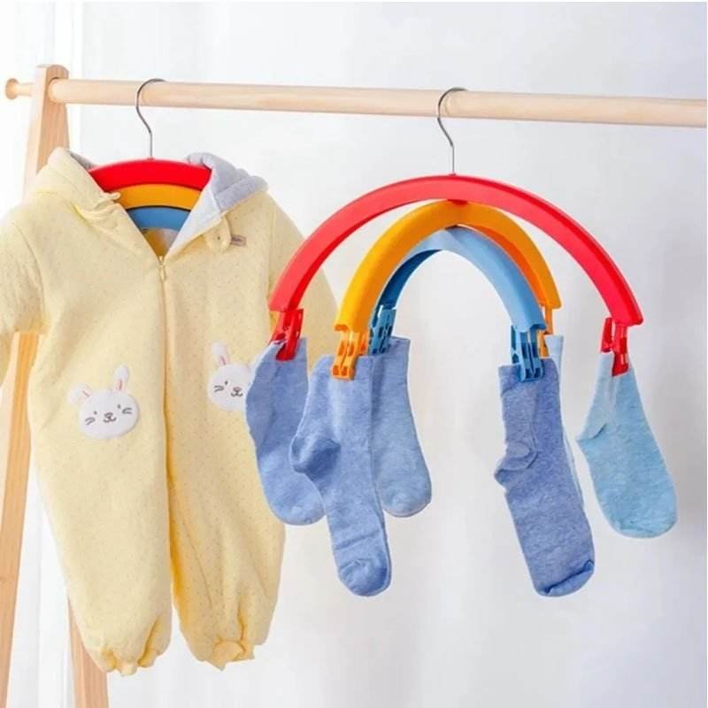 Myrva Rainbow Hangers Set Of 3 Plastic Chrome Hook Clothes Wardrobe Storage Hanger Creative Space Saving Design