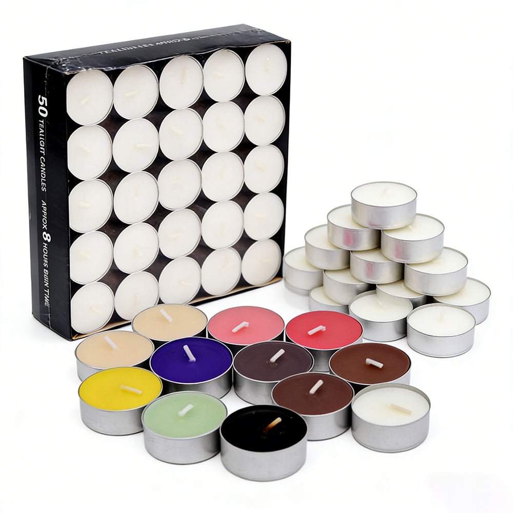 OEM Low Price 50 Pack 4 Hour 50ct White Non Scent Paraffin Wax Tea Lights Tealight Candles for Wedding Christmas Prayer Shabbos