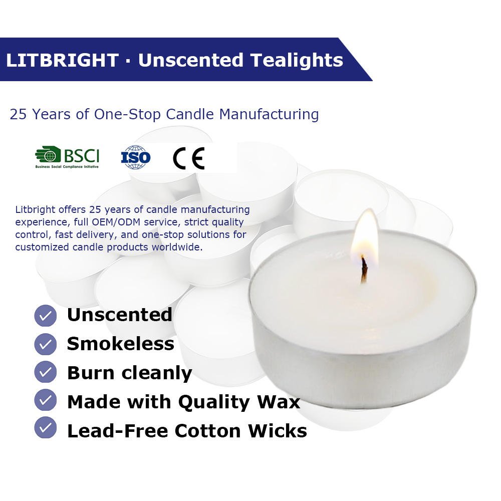 OEM Low Price 50 Pack 4 Hour 50ct White Non Scent Paraffin Wax Tea Lights Tealight Candles for Wedding Christmas Prayer Shabbos