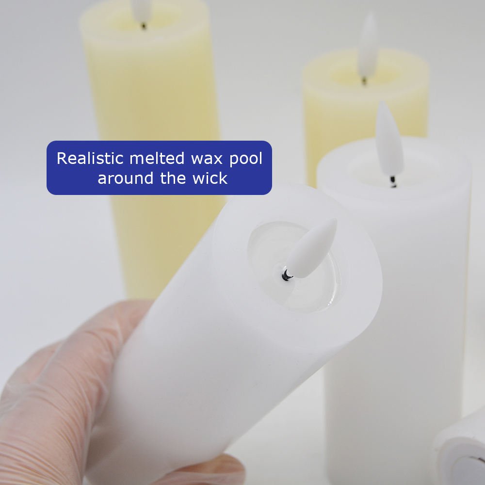 LITBRIGHT New Arrival Home Holiday Wedding Decor Realistic Melted Wax Pool Real Wax Flameless 3D Wick Led Pillar Candles