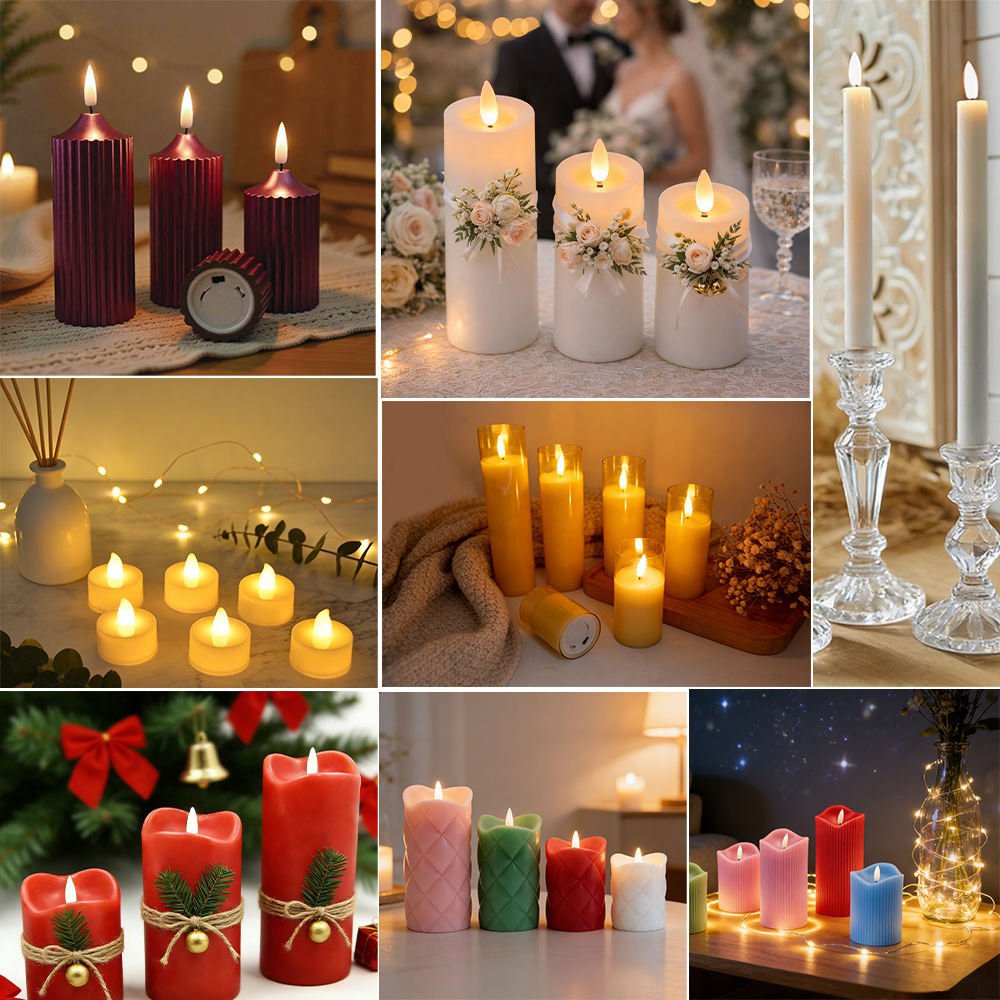 LITBRIGHT New Arrival Home Holiday Wedding Decor Realistic Melted Wax Pool Real Wax Flameless 3D Wick Led Pillar Candles
