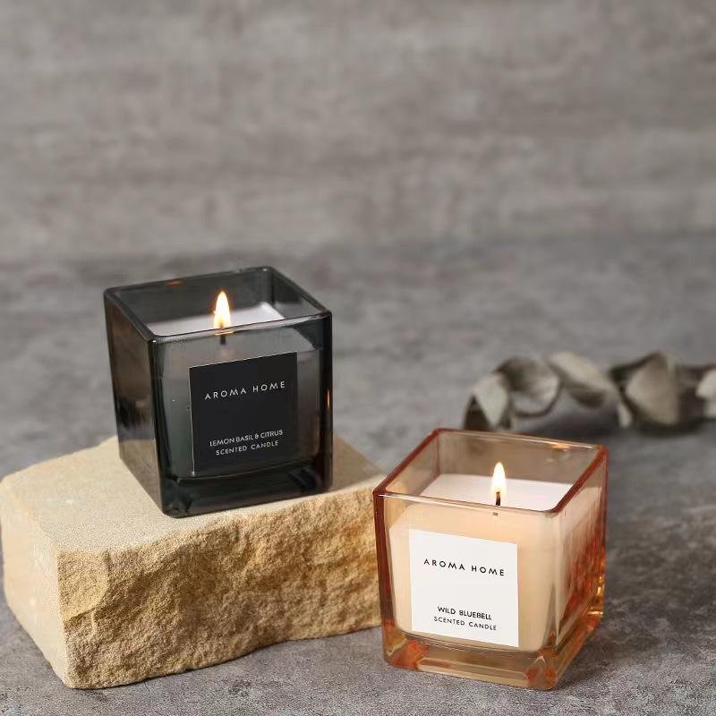 Custom Candle Factory Yoga Meditation Aromatherapy Wedding Gift Candle Luxury Square Glass Jar Soy Wax Scented Candles