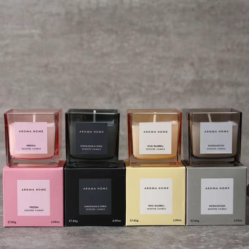 Custom Candle Factory Yoga Meditation Aromatherapy Wedding Gift Candle Luxury Square Glass Jar Soy Wax Scented Candles
