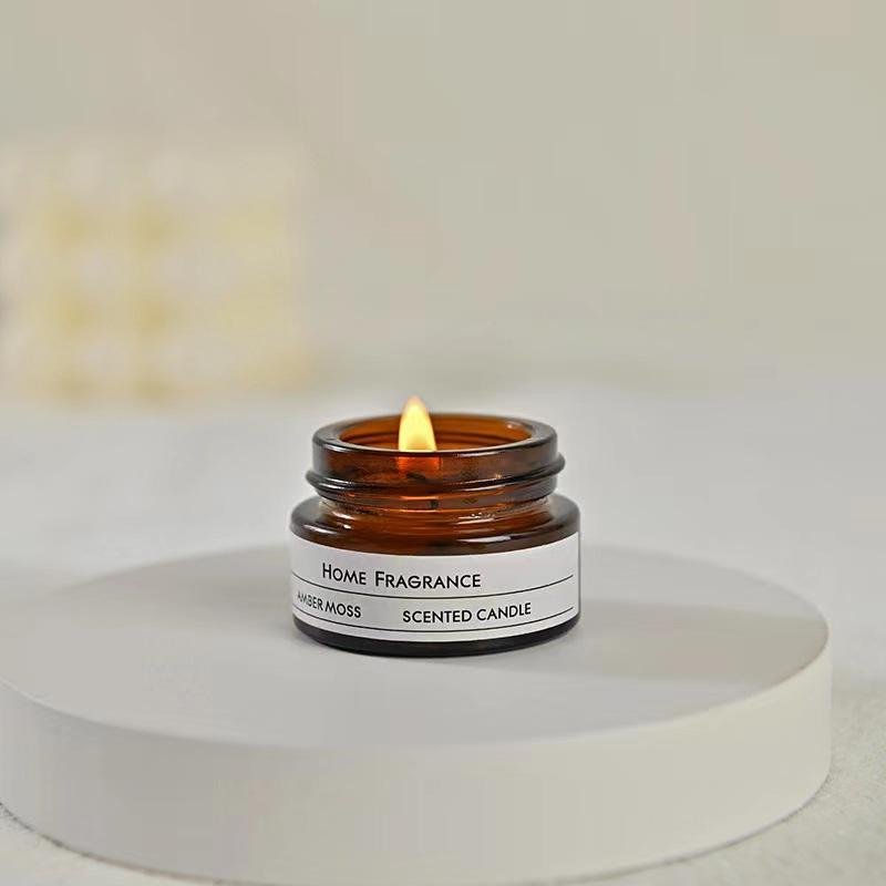 Wholesale Luxury Home Decoration Lasting Scented Candle Customizable logo Small Amber Glass Scented Soy Wax Candles Fragrance