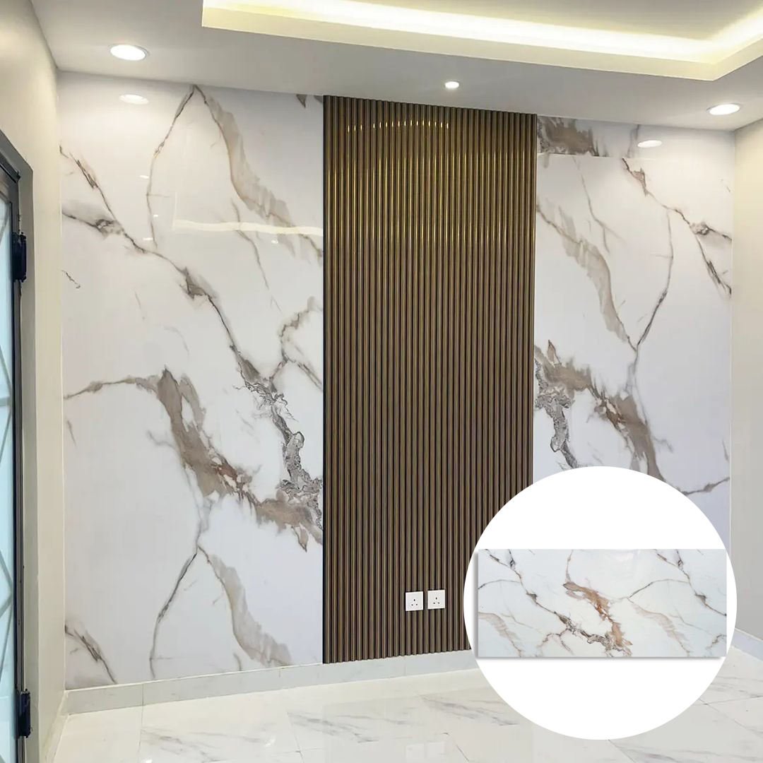 High Quality New Decorative WPC Eco-friendly Modern Marble Alternative UV Sheet Wall Panel 1220*2440 Waterproof Fireproof