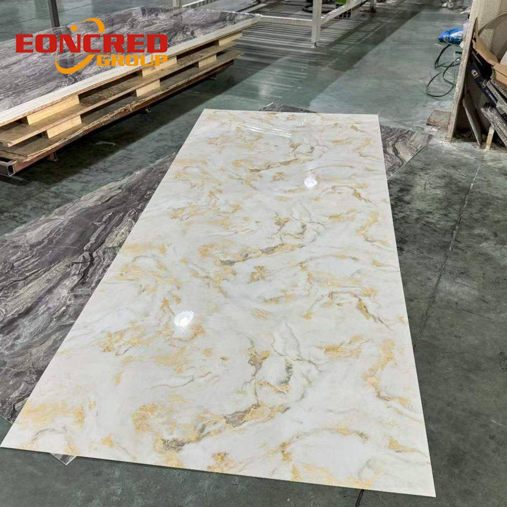Eco-Friendly Waterproof Fireproof WPC Wall Panel UV Marble Sheet Bedroom Dining Living Room Hotel Apartment Commerce
