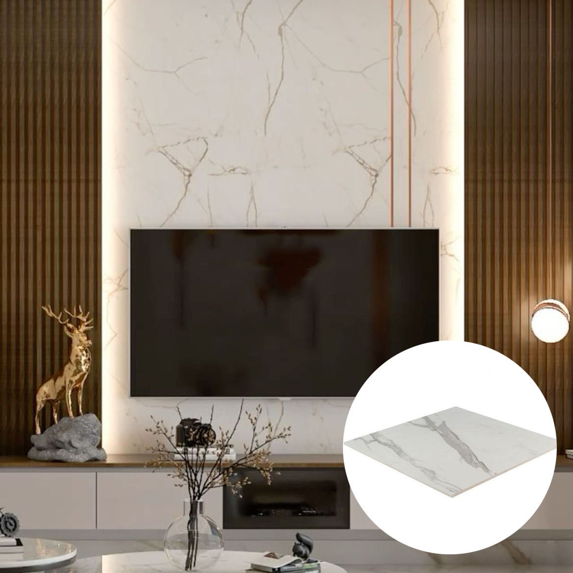 Eco-Friendly Modern Fireproof 1220mm Flexible WPC Carbon Slate Marble Wall Panel Interior Decoration Waterproof Bathroom Kitchen