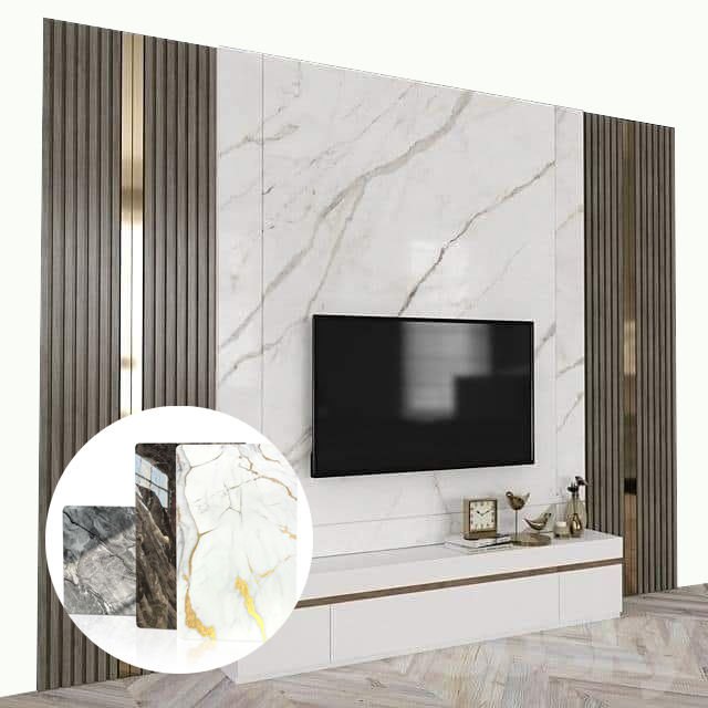 Eco-Friendly Modern Fireproof 1220mm Flexible WPC Carbon Slate Marble Wall Panel Interior Decoration Waterproof Bathroom Kitchen