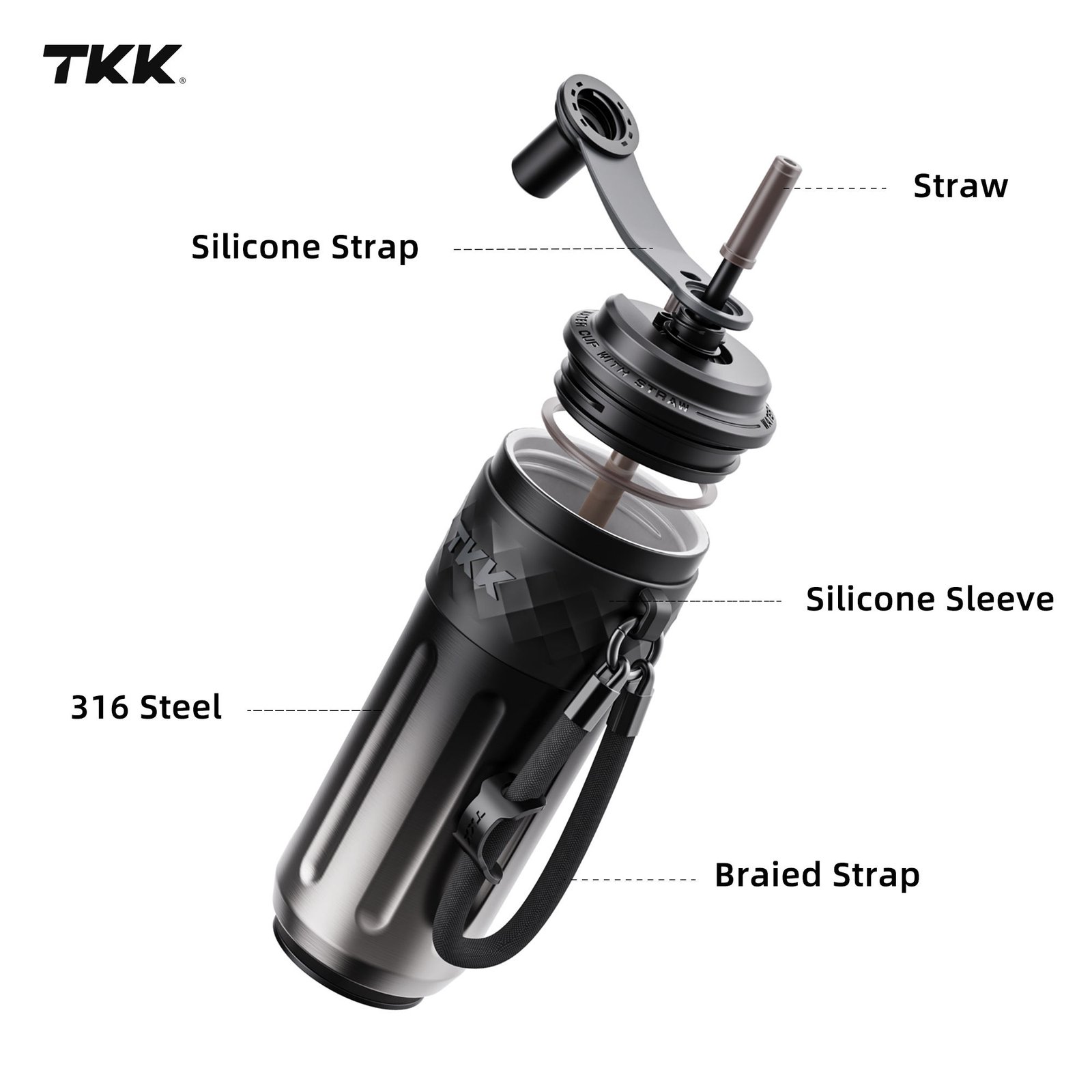 500ml Double Wall Vacuum Insulated Sports Water Bottle Portable Gym Stainless Steel Straw Eco-Friendly New Arrival Business Gift
