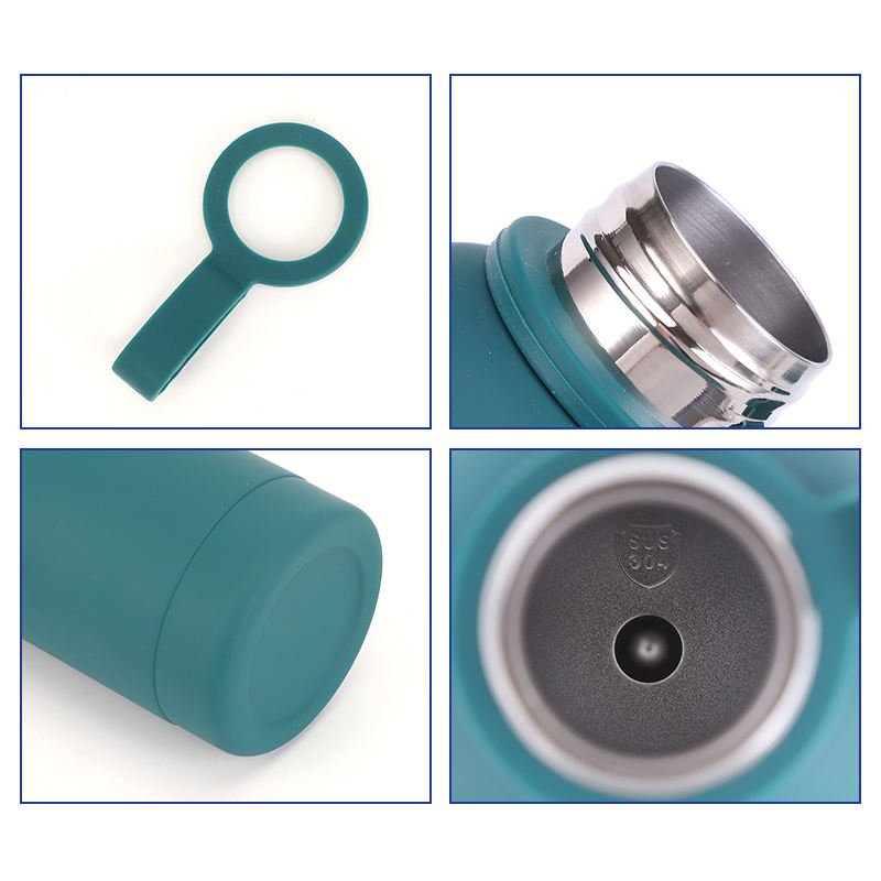 Free Custom Logo 500ml Portable Handle Rubber Coating 25oz Thermal Stainless Steel Vacuum Water Flask Bottles with Handle