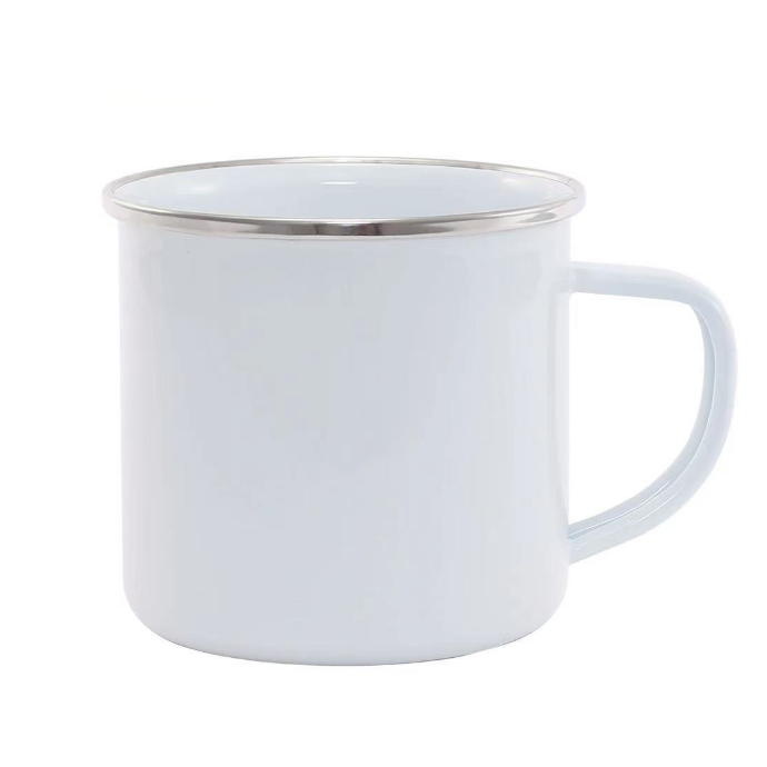 Stainless Steel Sublimation Enamel Coffee Mug 12 Oz White Travel Tumbler BPA Free Eco-Friendly Modern Hand Grip