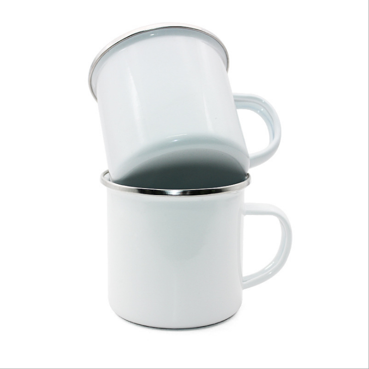 Stainless Steel Sublimation Enamel Coffee Mug 12 Oz White Travel Tumbler BPA Free Eco-Friendly Modern Hand Grip