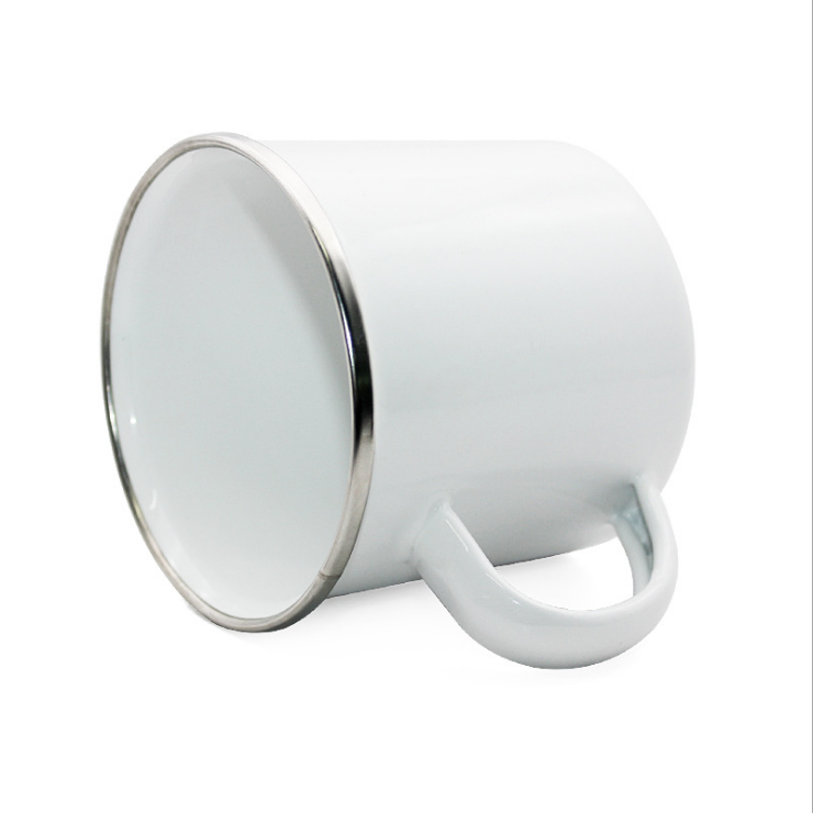 Stainless Steel Sublimation Enamel Coffee Mug 12 Oz White Travel Tumbler BPA Free Eco-Friendly Modern Hand Grip