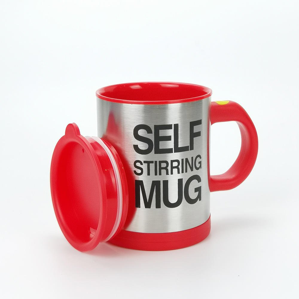Modern 18/8 Stainless Steel Insulated Cup Handheld Smart Mixing Tumbler Office Self Stirring Vacuum Mug with Handle