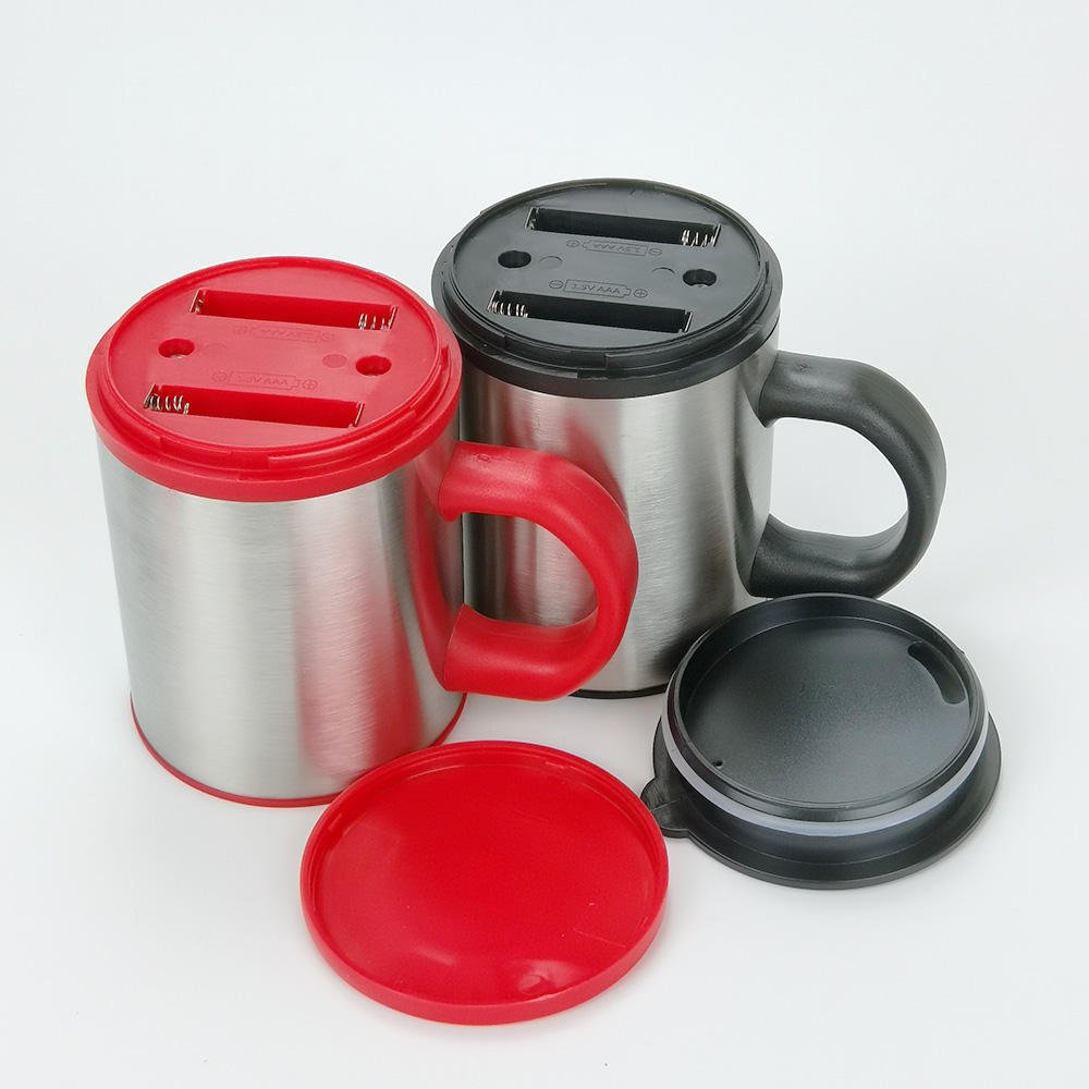 Modern 18/8 Stainless Steel Insulated Cup Handheld Smart Mixing Tumbler Office Self Stirring Vacuum Mug with Handle