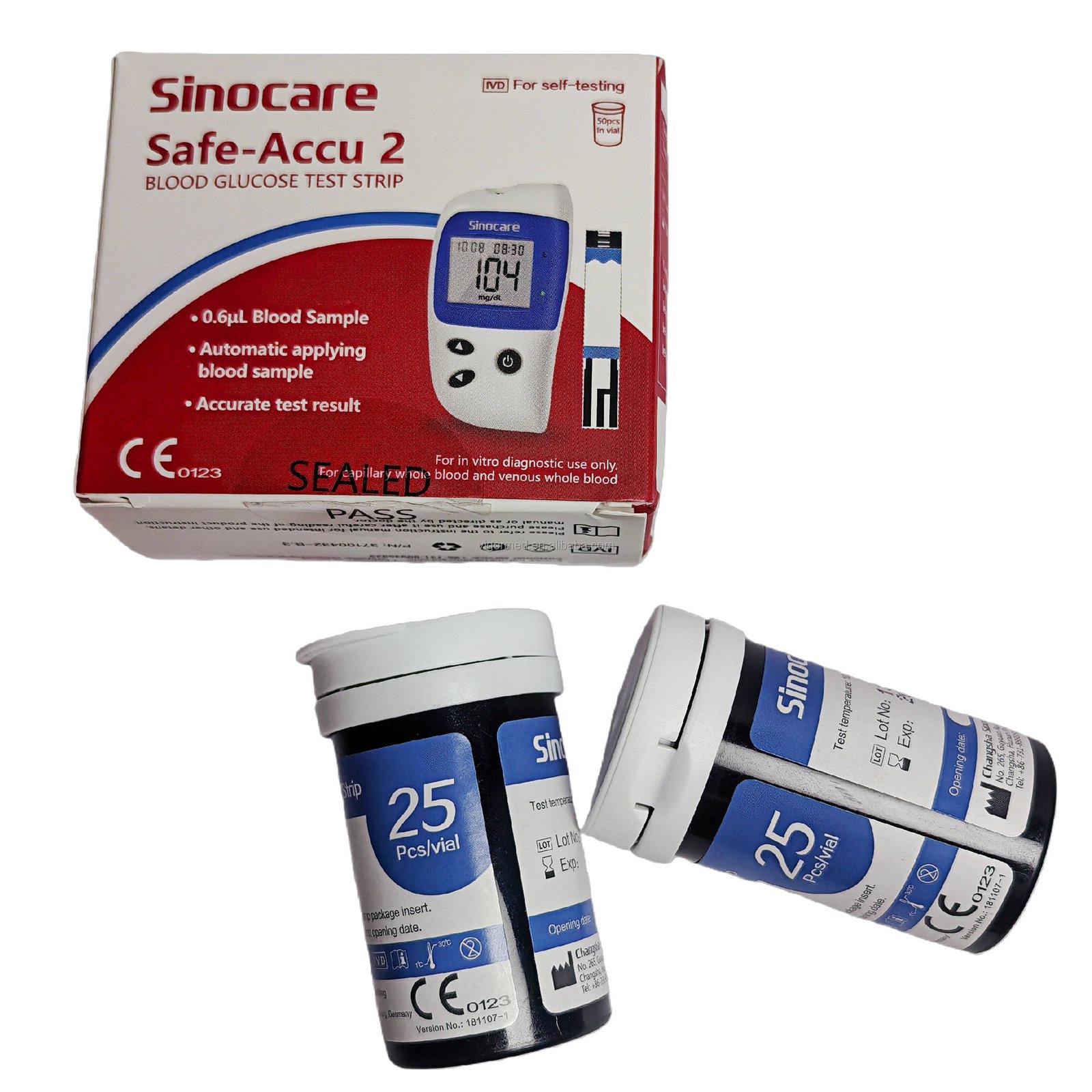 Sinocare Blood Sugar Monitor and Strips Safe Accu2