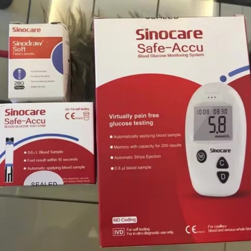 Sinocare Safe-Accu Glucose Monitor Device Blood Sugar Glucose Monitor Sensor