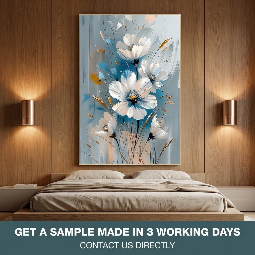 Bespoke 3D Heavy Impasto Abstract Canvas Painting for Luxury Hotel Guestroom Wall Decor Modern Commercial Fit-out Project Art