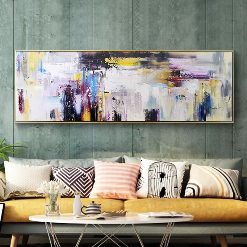 100% Hand Painted Abstract Colorful Art Painting on Canvas Wall Art Wall Adornment Pictures Painting for Live Room Home Decor