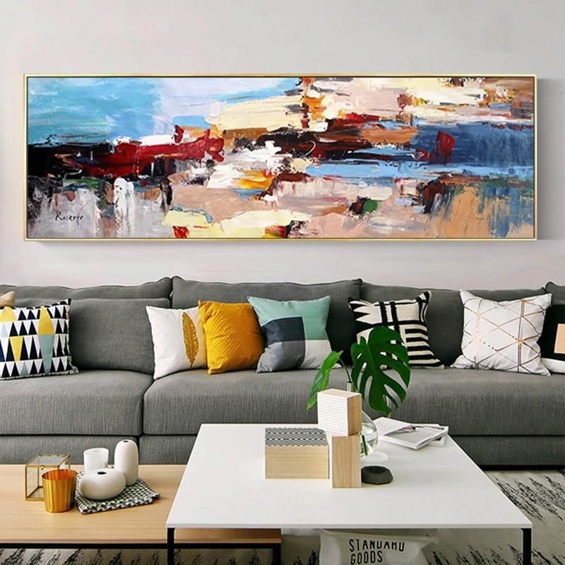 100% Hand Painted Abstract Colorful Art Painting on Canvas Wall Art Wall Adornment Pictures Painting for Live Room Home Decor