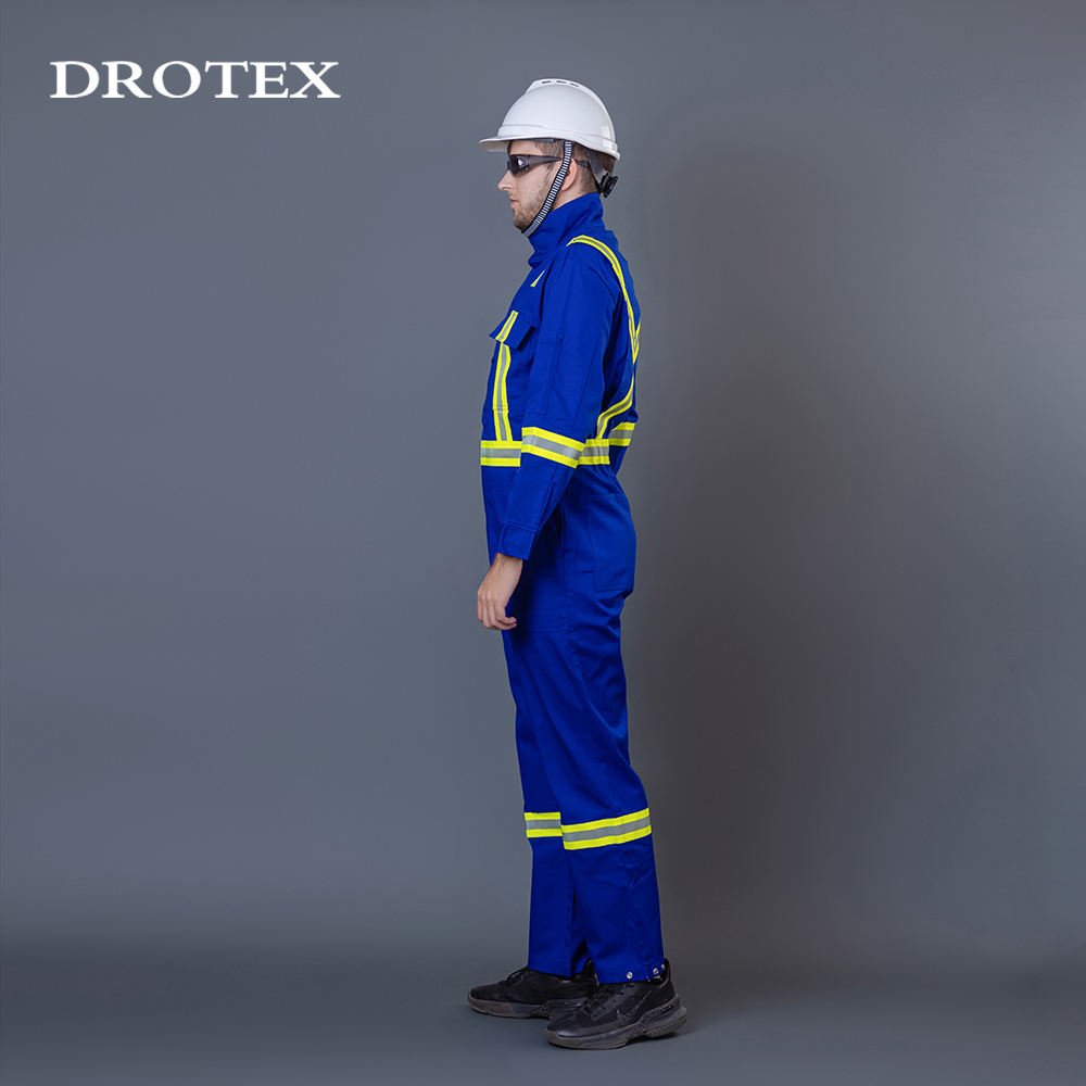 OEM Chemical Engineer Work Wear Working Clothes Coverall Reflective Flame Retardant FR Safety Clothing Coverall for Oil and Gas