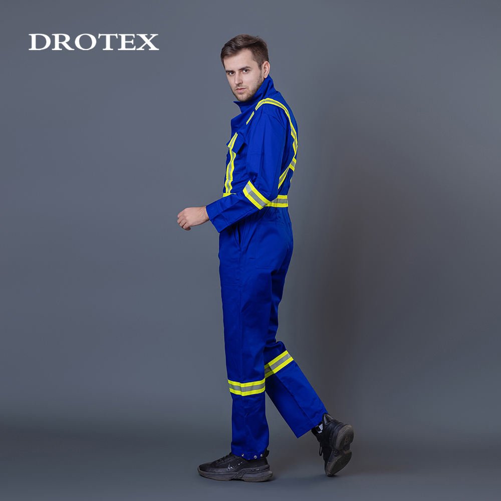 OEM Chemical Engineer Work Wear Working Clothes Coverall Reflective Flame Retardant FR Safety Clothing Coverall for Oil and Gas