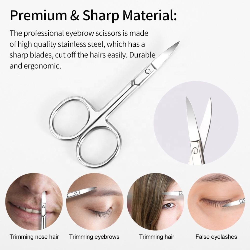 Fast Shipment Portable High Quality 3.5mm Thickness Eyebrow Beauty Curved Cuticle Manicure Nail Scissors