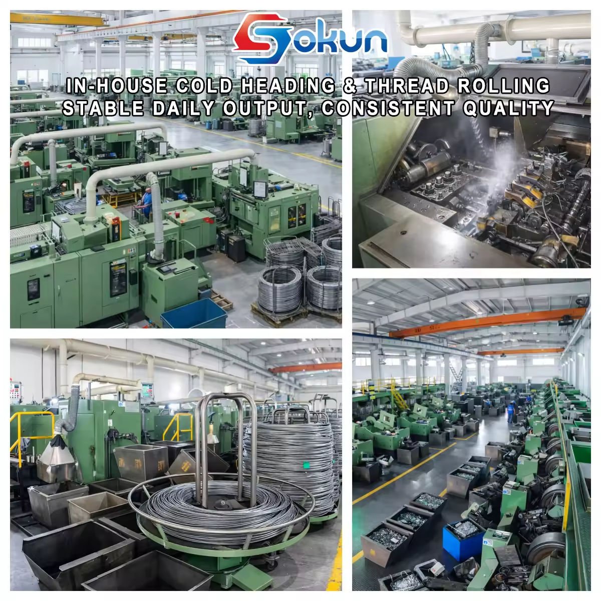 SOKUN OEM ODM Custom Stainless Steel Hex Screws Bolt and Nut Stainless Steel Grades 4.8/6.8/8.8 DIN 933 M2 M5 M20 Hex Head Bolt