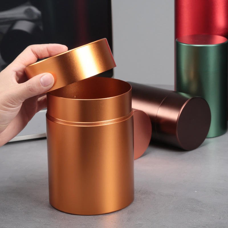 Food Grade Cylinder Coffee Packaging Round Metal Aluminum Tin Box Tea Tin Can