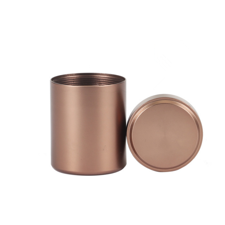 Multi-Purpose Aluminum Airtight Storage Jar Screw Cap Metal Tin Container for Tea Coffee Spices Medicine Cylinder Shape