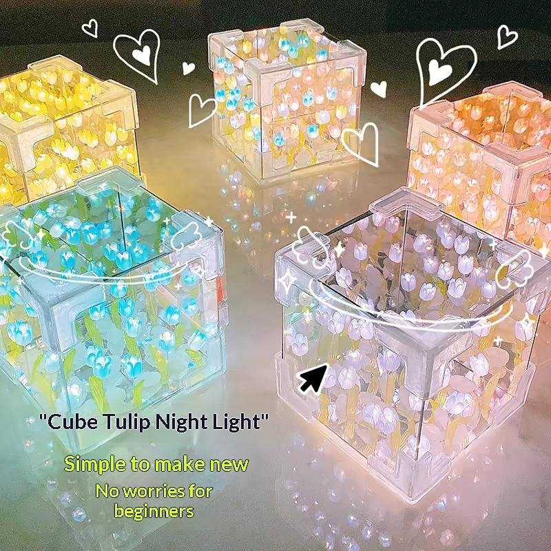 YHY Creative Magic Cube 3D Mirror Surface Acrylic Tulip-shaped Handicraft DIY Birthday Gift
