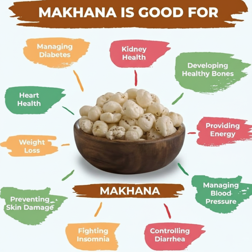 Indian HP Valia 100% Premium Grade Foxnuts Makhana 12-18mm Dried Food-Grade Pesticide Residue Free High Fiber Protein Snacking