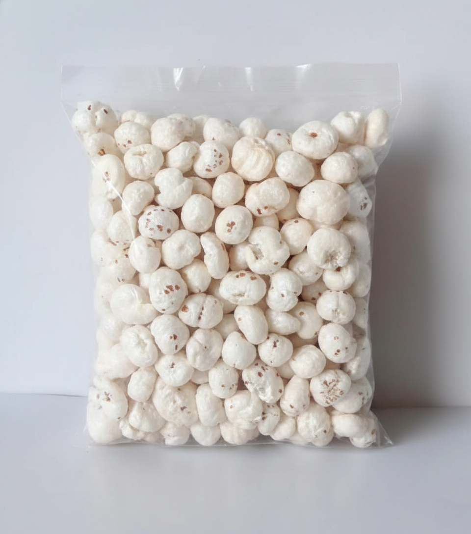 Indian HP Valia 100% Premium Grade Foxnuts Makhana 12-18mm Dried Food-Grade Pesticide Residue Free High Fiber Protein Snacking