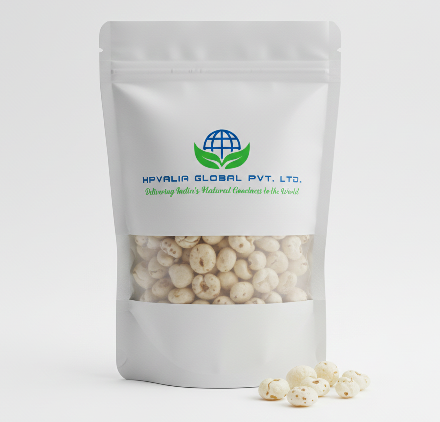 Premium Grade Fox Nuts Makhana Dried Lotus Seeds India | Salted Light Crunchy Snack Healthy Nutritious Export Quality HP Natural