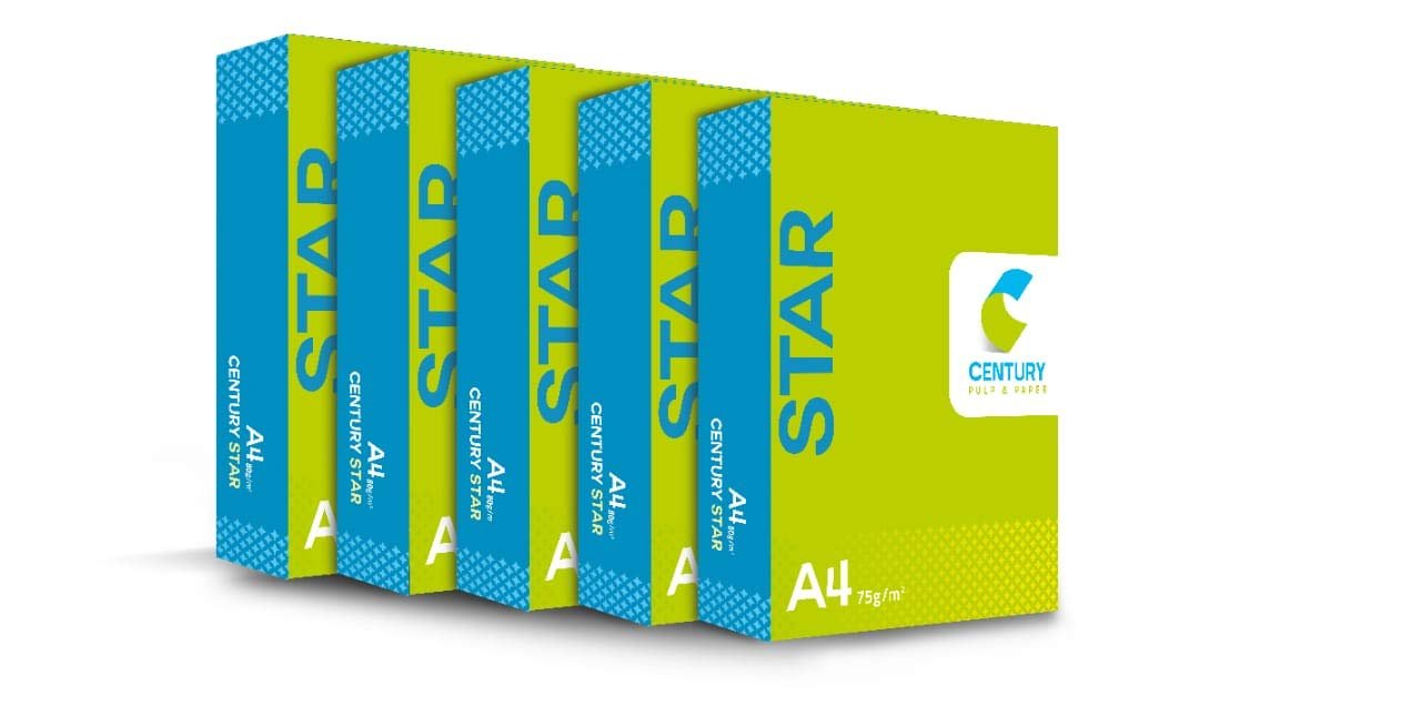 Century STAR A4 Size Sheet 75 GSM Blank (Unruled) White Copier Printer Xerox Multipurpose Paper in bulk – Pack of 5 Reams (5 x 500 Sheets)